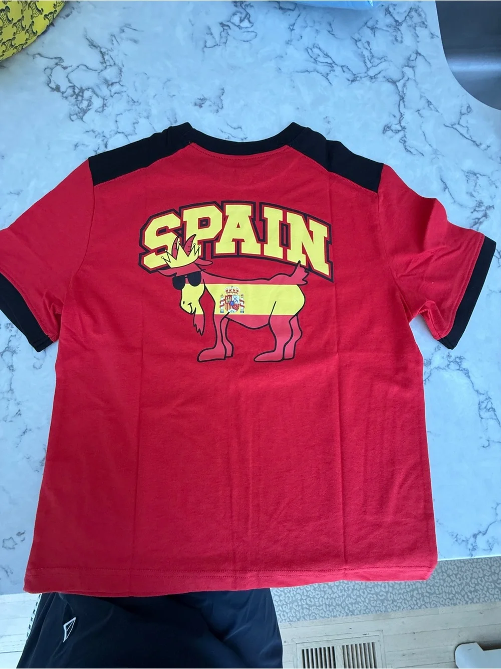 Spain Graphic Red & Black Short Sleeve Kids Tee